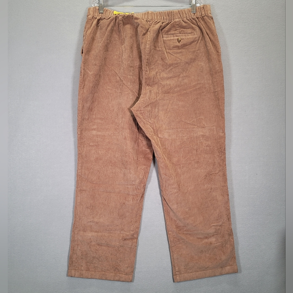 LL Bean Classic Mens  Tan Corduroy Jeans Mid Rise Elastic Size 18W Reg